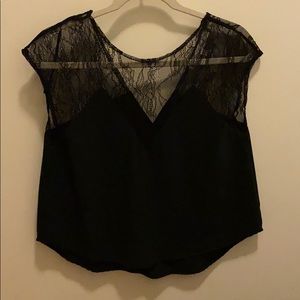 Lovers & Friends Black Lace and Silk Tank